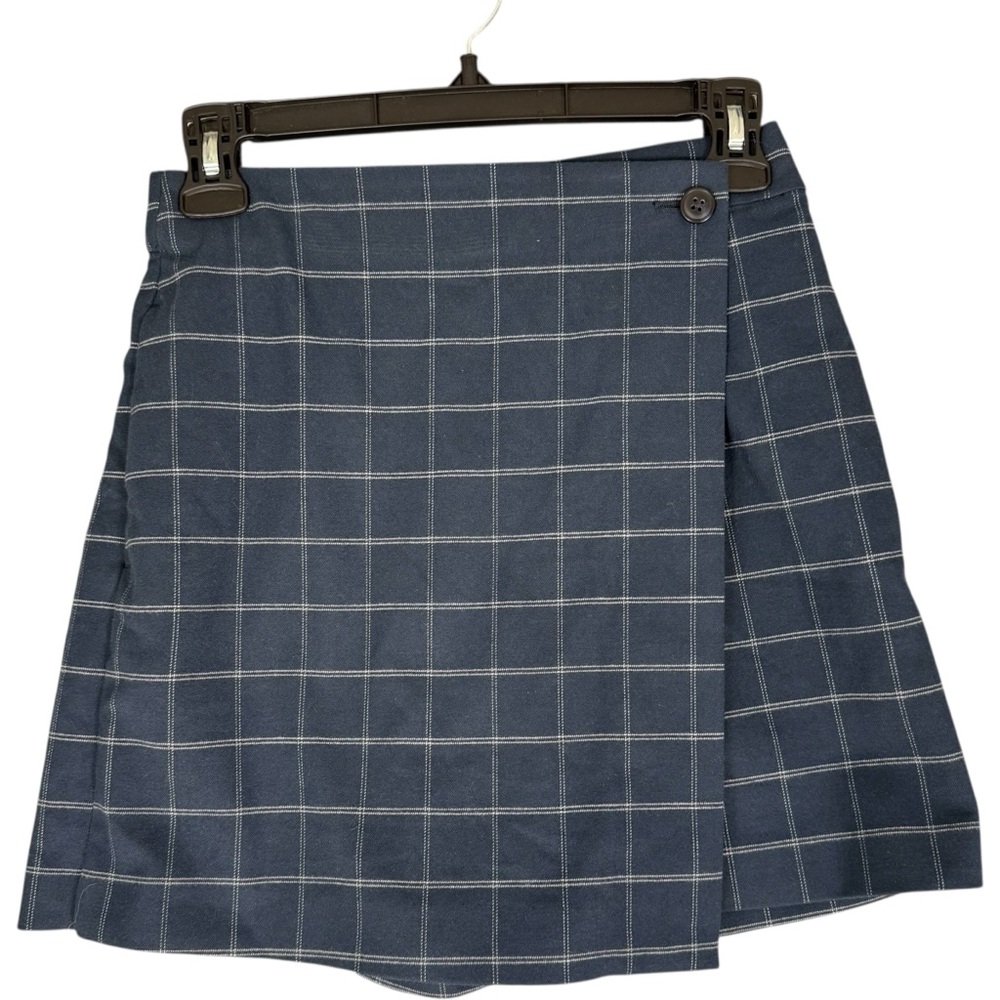 NWT Uniqlo Skort Blue Windowpane Plaid Preppy Academia S